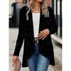 Womens Sequin Long Sleeve Blazer Coat Winter Office Chic Slim Fit Outerwear