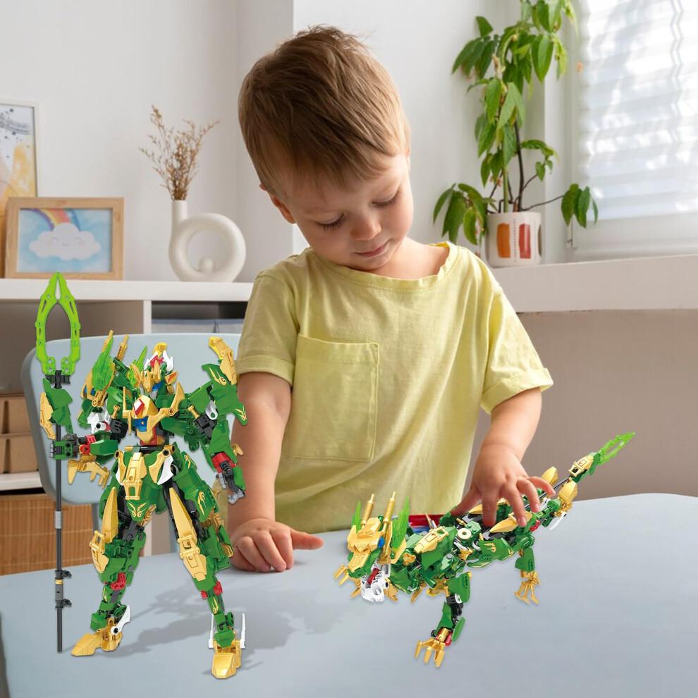 2in1 Transforming Robot and Mech Dragon Building Toy Set for Kids STEM Skill Play