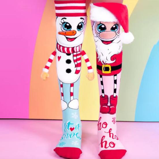 1 пара праздничных чулок для дома, рождественские носки с Санта-Снеговиком, модные эластичные носки для создания атмосферы