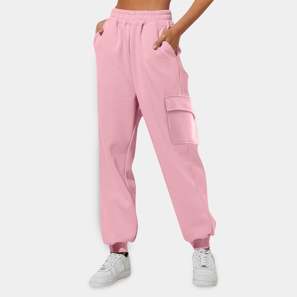 Women's Fashion Sport Solid Color Pocket Casual Sweatpants Pants