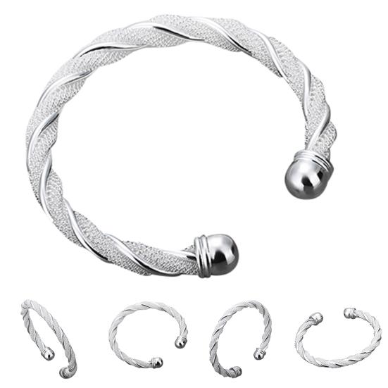 Women's Fashion Simple Silver Plated Twist Cuff Bangle Open Bracelet Jewelry Gift