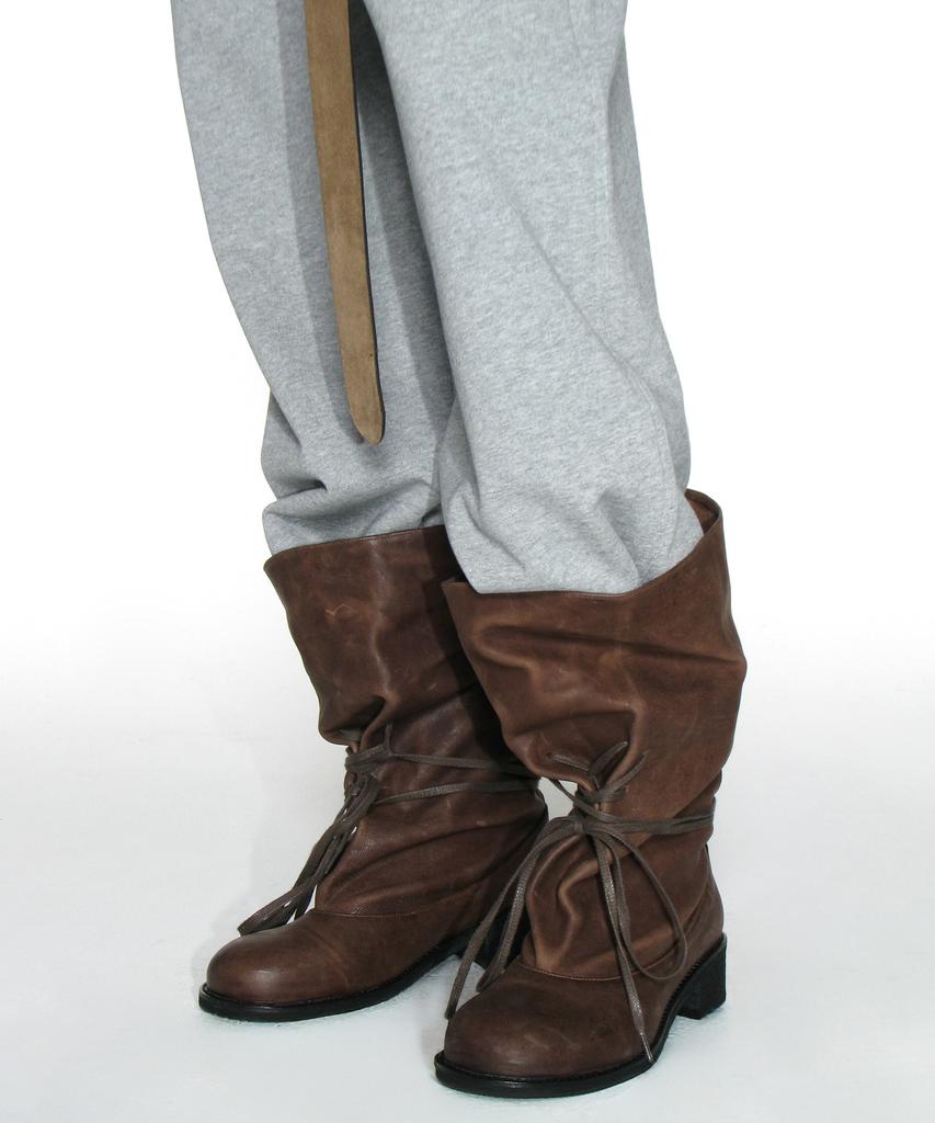 Partimento Women Rough Lace-Up Slouch Boots_Brown