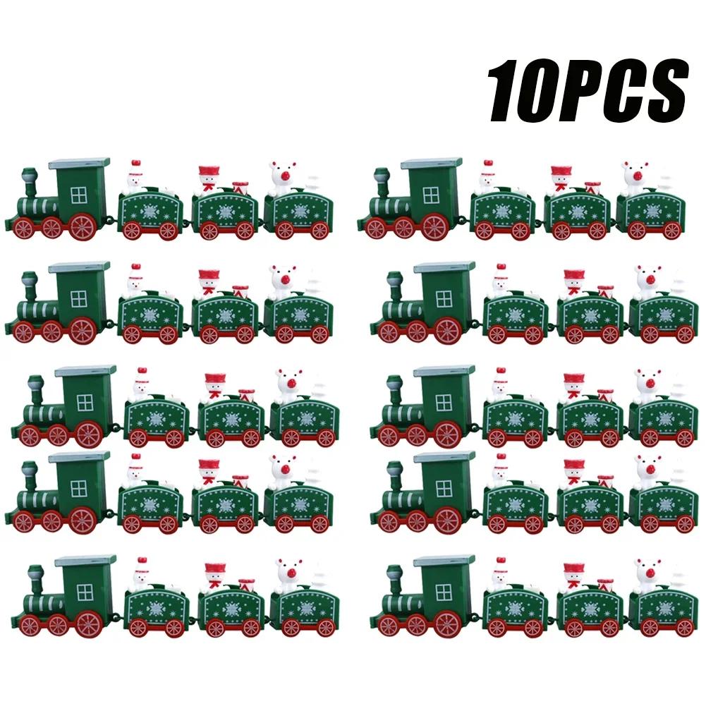 1-10PCS Christmas Train Decoration Mini Train Ornament Hanging Christmas Tree Decor Kids Gift Cake Topper Holiday Home Display