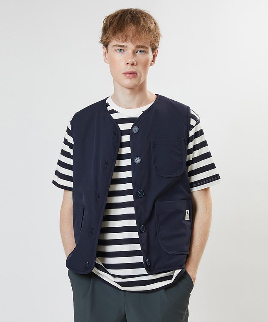 Aven Wool Shearing Reversible Vest Navy