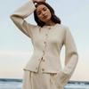 Женский вязаный кардиган-пальто Ленивый стиль Приталенный свитер с круглым вырезом Женская одежда Весна-Осень