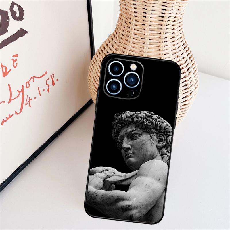 Греческая эстетика Гипсовая статуэтка Чехол для телефона Для iPhone 17 Pro Max 14 13 12 11 15 16 Pro Max mini 15 16 Plus 16e Задняя крышка