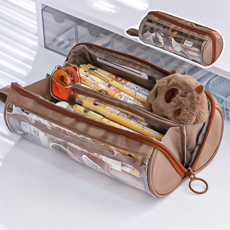 1 шт., простой пенал в креативном стиле, милый пенал ярких цветов, прозрачная сумка для канцелярских принадлежностей большой емкости