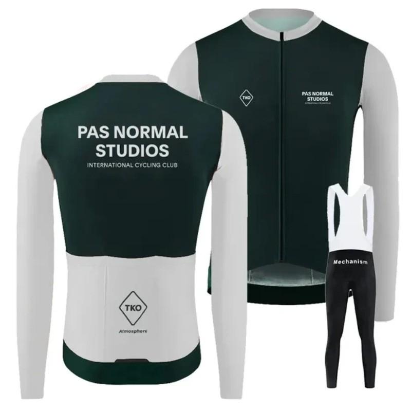 Winter Cycling Set Thermal Fleece Long Sleeve Jersey Bib Pants Road Bike Racing