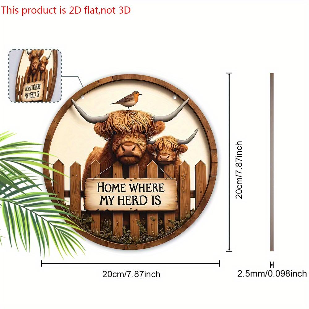 Деревянная приветственная табличка с дизайном шотландской высокогорной коровы - Рустикальная декоративная табличка для фермерского дома, входной двери, декора крыльца - Идеальные подарки для семьи
