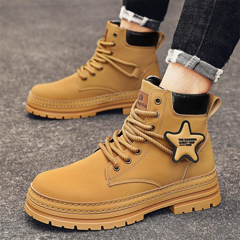 Пара маленьких желтых ботинок, мужские зимние высокие ботинки Martin с большой головкой, мужские ботинки Locomotive Tooling, новинка 2024 года