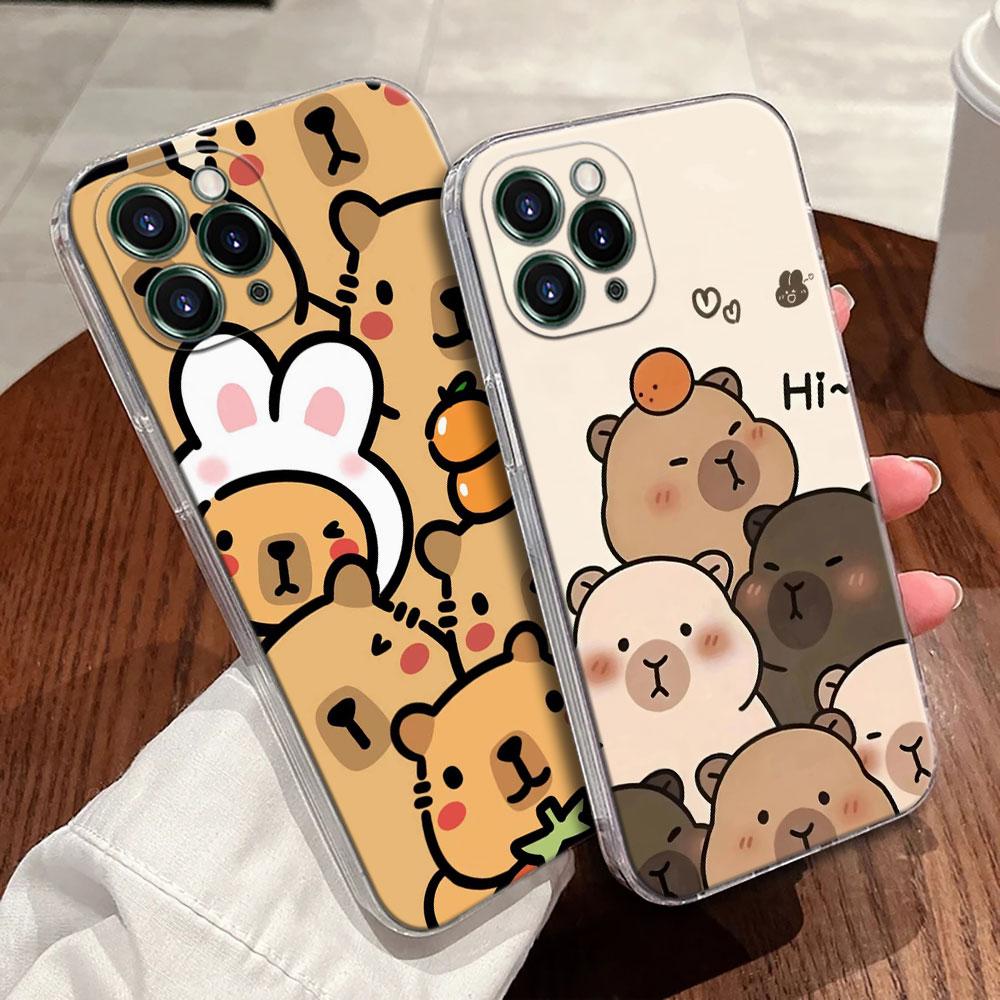 Капибара Милый Прозрачный Чехол Для Apple iPhone 17 16 15 14 13 12 11 Pro Max 16 Plus 16E 17Air 17Pro Чехол Для Телефона Силиконовый Funda