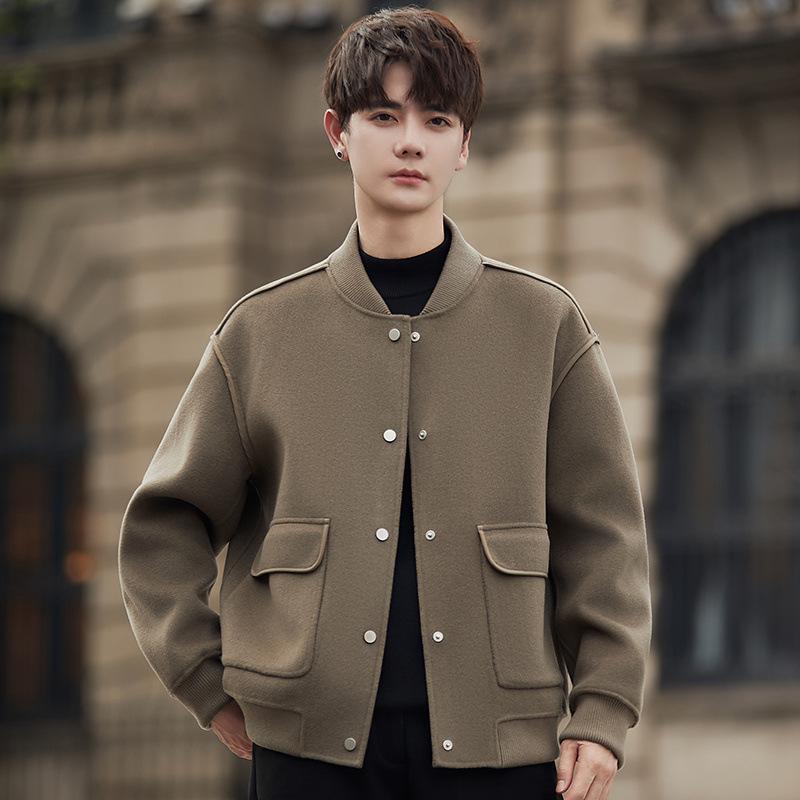 Wool Jacket Men's Spring and Autumn Double-sided Jacket Single-breasted Short Top Coat
