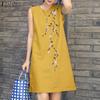 Summer Loose Casual O-neck Sleeveless Print Dress