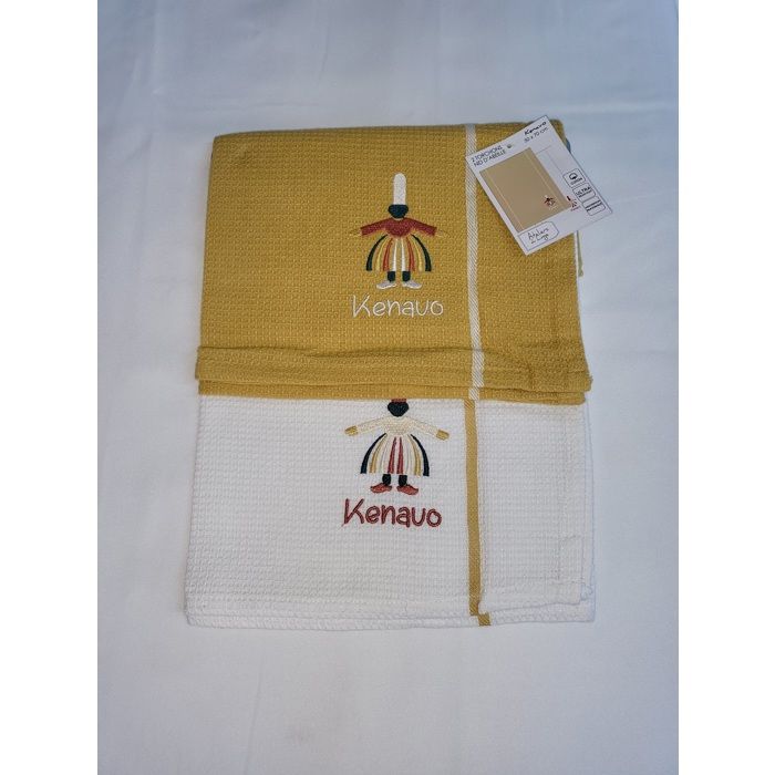 Lot de 2 torchons nid d abeille 50 x 70 cm Kenavo madame bretagne