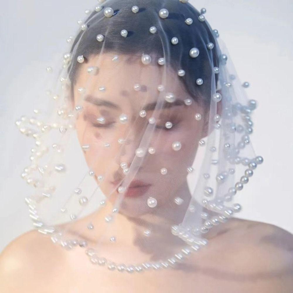 Французские свадебные фаты Жемчуг Бусины Невеста Головная вуаль Мода Фата невесты Аксессуары невесты