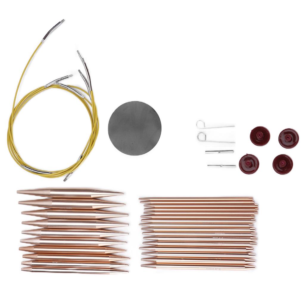 26pcs Circular Needle Interchangeable Rose Gold Color Weaving Crochet with Storage Case for Knitting