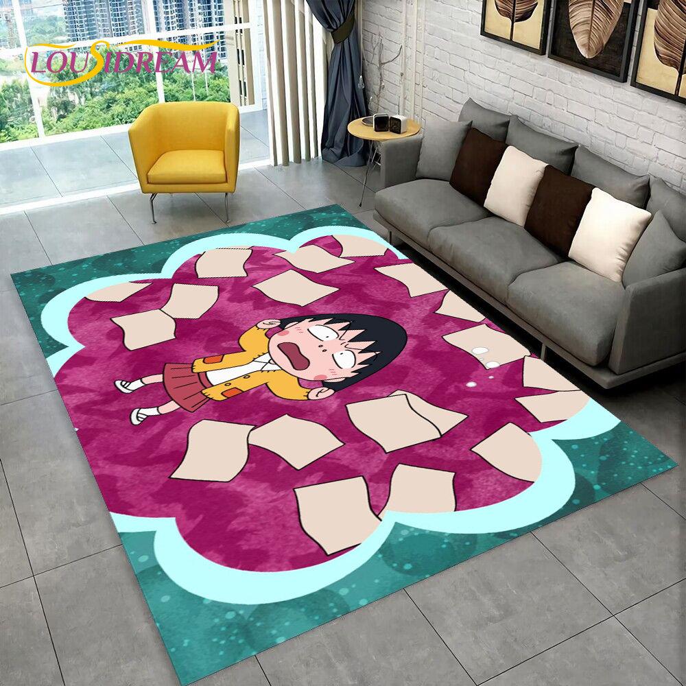 Большой ковер Chi-bi Maruko Sakura Momoko, ковер для гостиной, спальни, дивана, коврик для украшения, детский нескользящий напольный коврик 3D