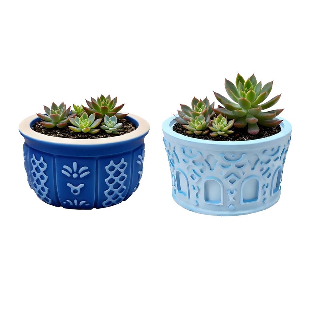 Creative Round Flower Pot Silicone Mold With Textured Design For DIY Home Gardening Durable Food Grade Material Heat Resistant
