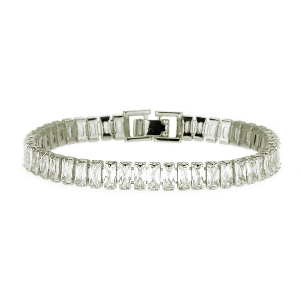 Men's brass inlaid zircon bracelet, simple strip zircon jewelry, bracelet jewelry.