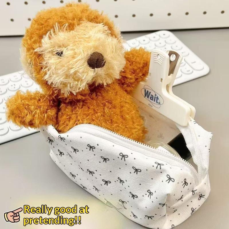 Portable Cute Pencil Pouch Large Capacity Bow Pattern Pen Bag for Girls Students School Study Office Supplies