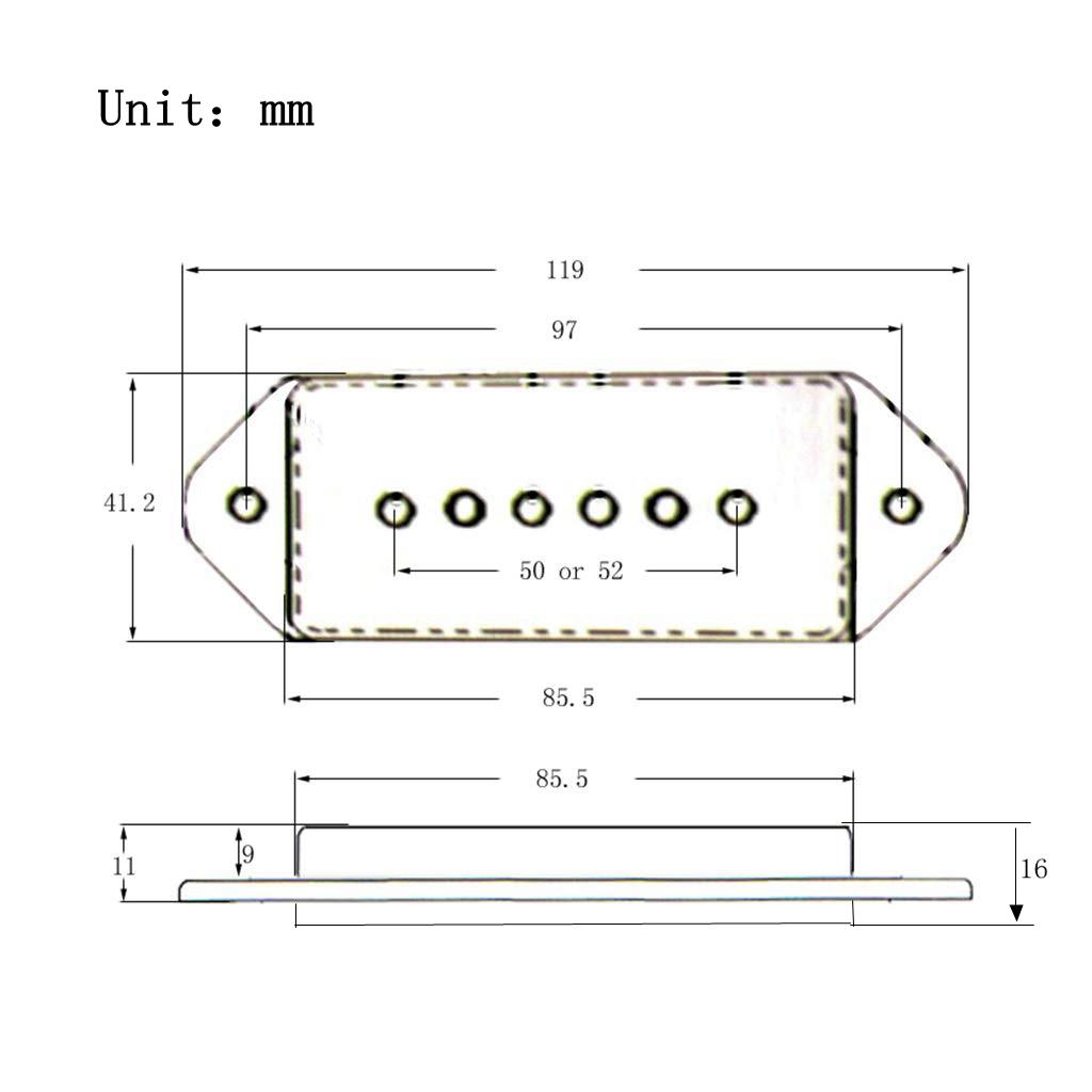 P90 Dog Ear Style Single Coil Pickups Guitar Pickups (Neck Bridge) For Epi Lp Electric Guitar Silveryellowbk 5052Mm