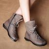 Retro Original Leather Short Boots Thermal Leather Boots Autumn and Winter New Low-heeled Women's Boots Martin Boots Women's One