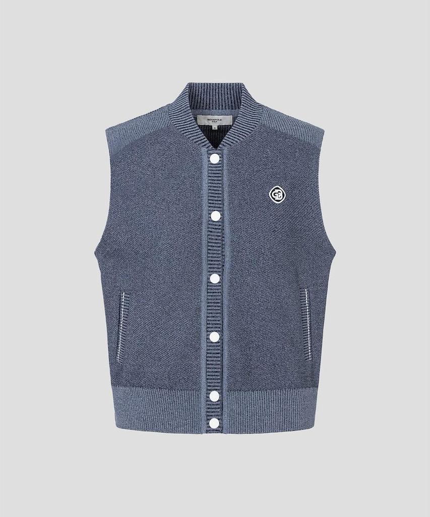 BEANPOLE GOLF Women'S Collared Full-Open Knit Vest Navy