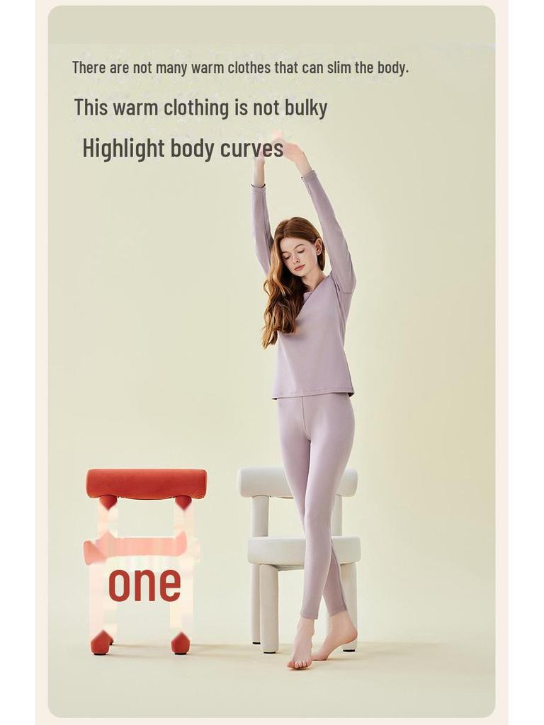 Комплект термобелья унисекс 250 г: Плотный, круглый вырез, начесанный чистый хлопок для осеннего тепла