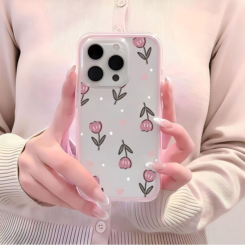 Прозрачный розовый чехол из ТПУ со свежим тюльпаном для iPhone 17 Pro Max 16 15 14 13 12 11 Pro 14 Plus, силиконовый ударопрочный мягкий чехол