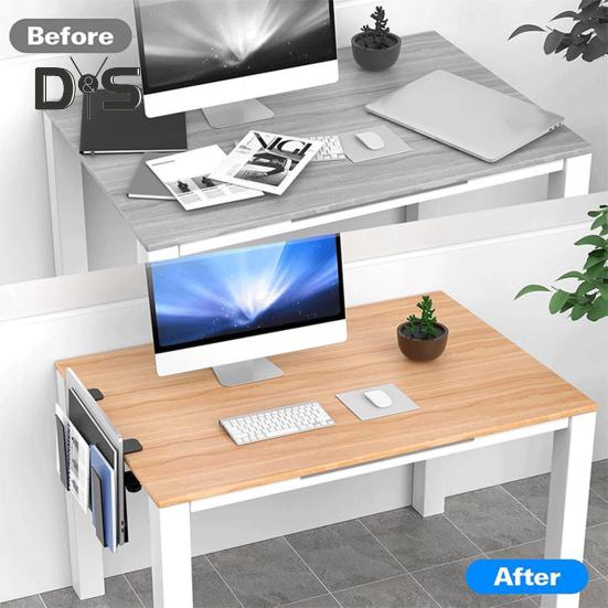 2 шт. Регулируемый органайзер для хранения ноутбука на боку стола, прочный несущий металлический держатель для ноутбука, зажимы без проколов