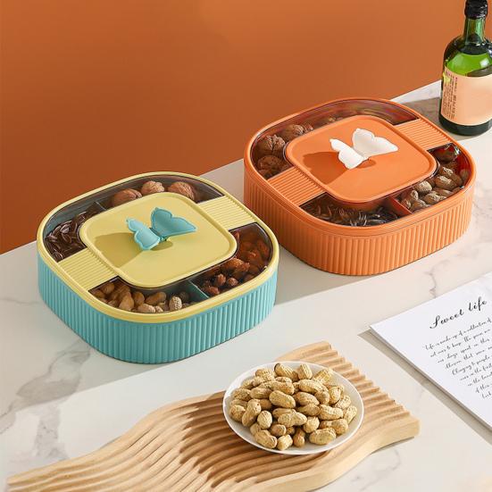 Поднос для хранения закусок, легкий роскошный отсек, многофункциональный пищевой уникальный ящик для хранения фруктовых орехов, конфет, пластиковый поднос для фруктов