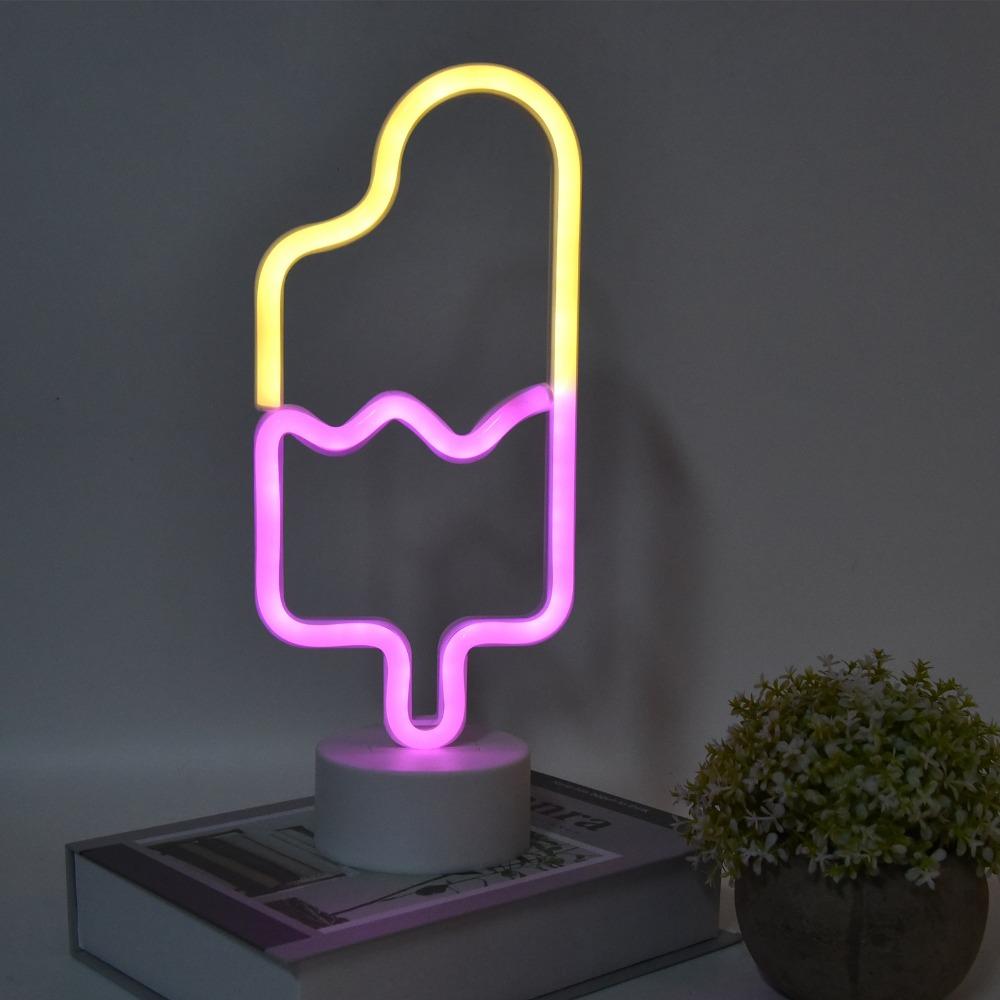 Colorful Popsicle Design LED Neon Sign Battery Operated Table Neon Light  Party Decoration