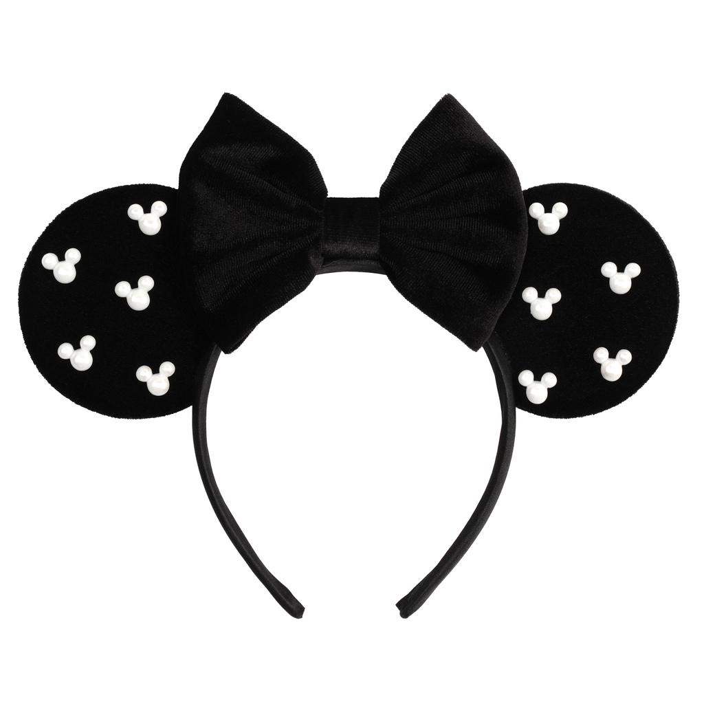 Pearls 3.3"Mouse Ears Headband 5‘’ Velvet Bow Hairband For Girls Festival Party Cosplay DIY Hair Accessories Women Gifts
