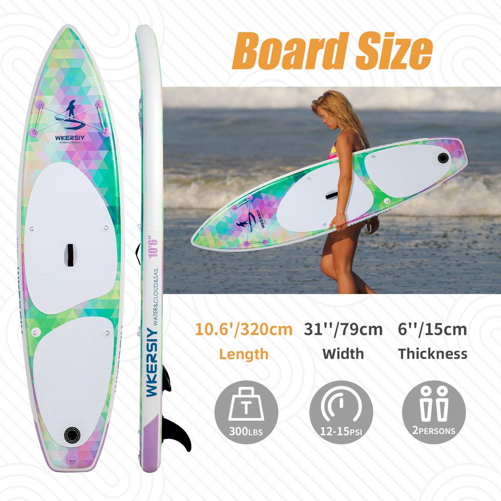 320cm Inflatable Stand Up Paddle Board SUP Board with Removable Fin for Adults/ Kids