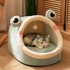 Removable Cartoon Style Cat Sleep Bed Foldable Washable Pets Sleeping Cave Kennel Nest Round Shape Pet Sleeping Bed Indoor Use