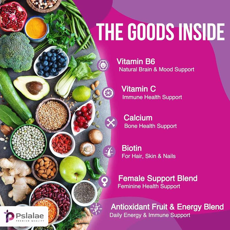 Pslalae - Women's Daily Multivitamin - Energy and Immune Health Support, 20 Herbal Formulas for Women