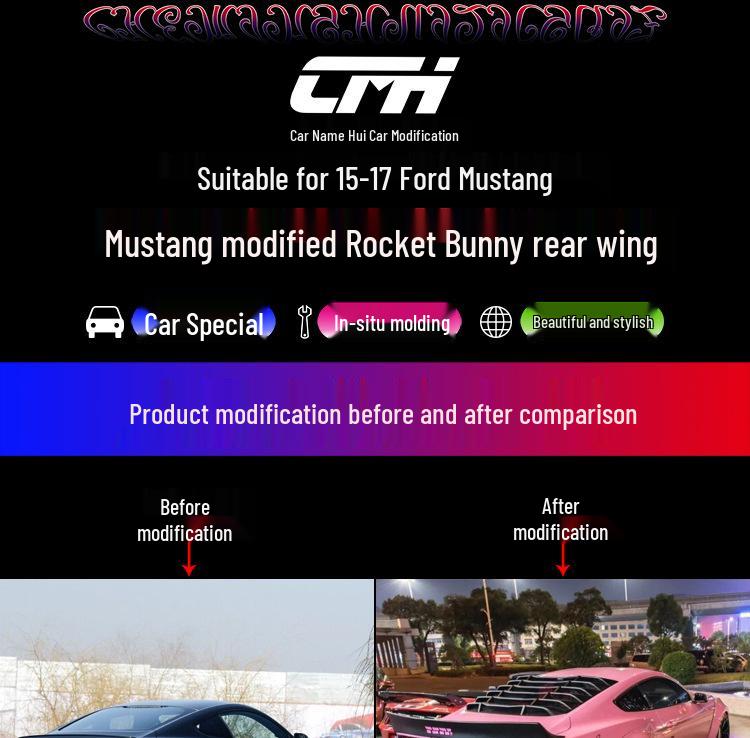 15-23 Ford Mustang Rocket Bunny Wide Body Rear Wing Trunk Lid Spoiler