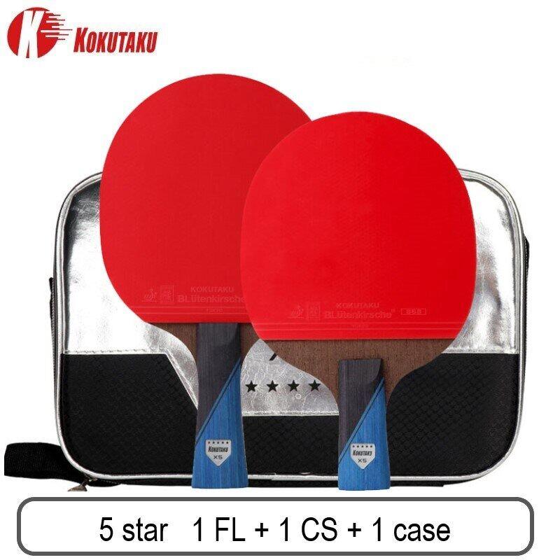 KOKUTAKU ITTF Approved Professional 4/5/6 Star Ping Pong Racket Carbon Table Tennis Racket Bat Paddle Set Pimples In Rubber with Bag