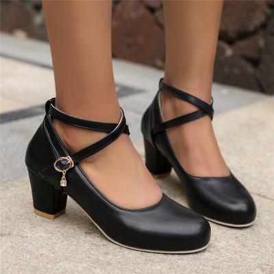 Модные женские средние белые каблуки Весенние туфли Мэри Джейн с перекрестным ремешком на щиколотке Черные каблуки Офисные Свадебные Танцевальные туфли Туфли-лодочки Элегантные