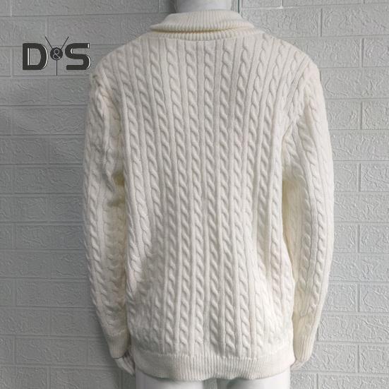 Осень-зима мужской свитер двубортный с пуговицами и лацканами, длинные рукава, скрученная фактура, однотонное толстое эластичное трикотажное пальто