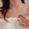 Trend Wedding Party Jewelry Long Black Ribbon Choker Necklace For Women Elegant White Imitation Pearl Beach Vacation Necklaces