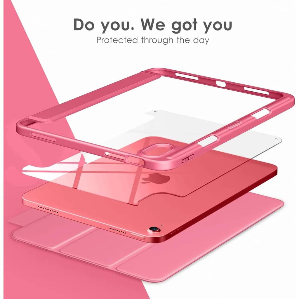 Чехол для планшета для iPad 12/11/10-го A18 2026 A16 11 дюймов 10.2 Air4/5/6/7/8 Прозрачная акриловая задняя панель TPU Защитная крышка с держателем для карандаша