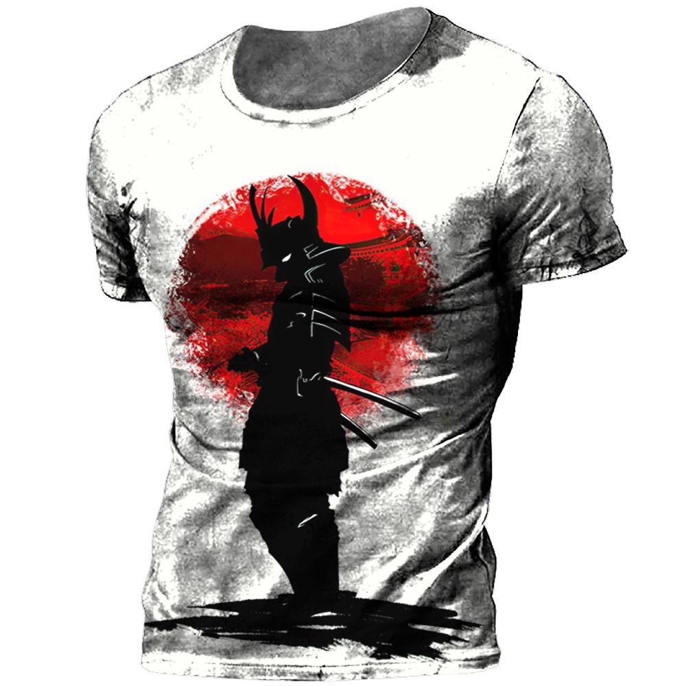 Футболка «Самурай» с 3D принтом в японском стиле, топы с короткими рукавами, футболки, повседневная мужская футболка в стиле ретро, ​​винтажная мужская одежда большого размера