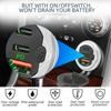 Автомобильное зарядное устройство 115 Вт QC3.0 и PD Type C с тремя USB-разъемами для автомобильного зарядного устройства с переключателем вольтметра, алюминиевый металлический адаптер для быстрой зарядки