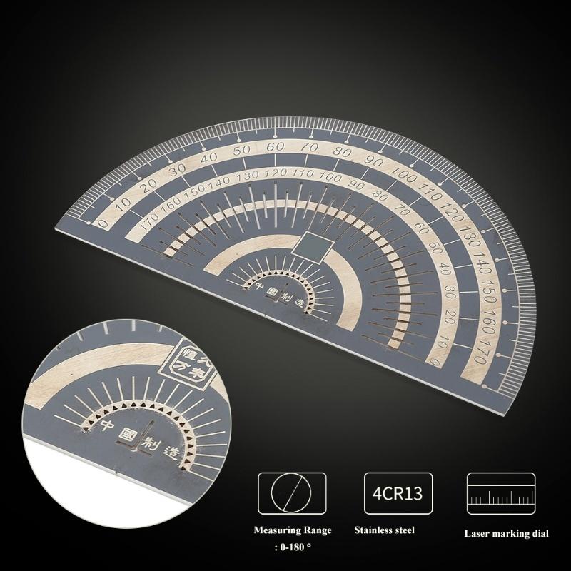 Protractor Angle Measuring Tool Electroplated Black Stainless Steel Woodworking Ruler