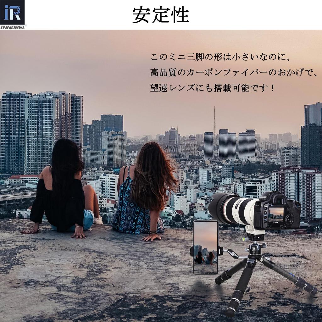 INNOREL Tripod Mini Camera Tabletop Tripod Carbon Fiber Loading 10KG Грузоподъемность 28MM Шаровая головка в комплекте 3 секции Выдвижной штатив для смартфона Маленький