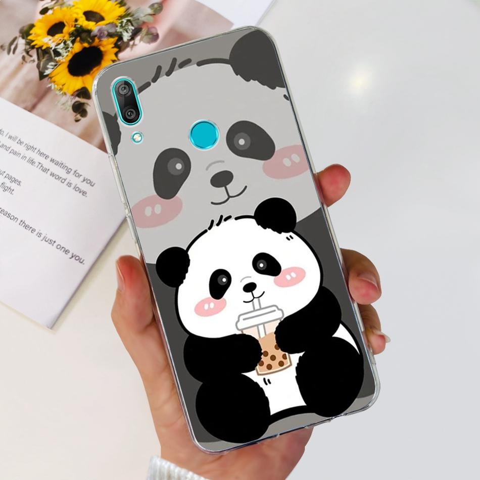 Чехол для телефона Huawei Y7 2019 Huawei Y7 Prime Pro (2019) DUB-LX1 LX2 LX3 Милый Пандa Цветочный Узор Мягкий Силикон ТПУ Чехлы