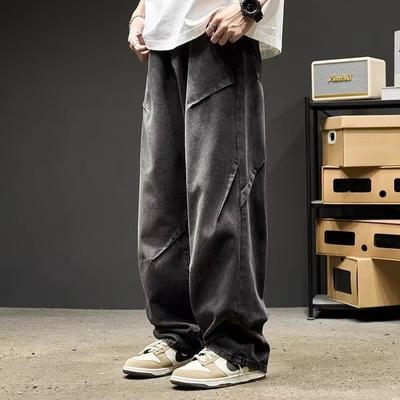 Новые джинсы мужские свободные и универсальные осенне-зимние повседневные брюки износостойкие выстиранные прямые брюки мужские