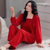 Пижама женская осенне-зимняя островной вельвет красная рождественская год женский тонкий вельветовый костюм для дома зимний