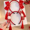 Tassel Hanfu Hair Bun Hair Hoop Plush Ball Red Hairband Sweet Children Headband  Baby